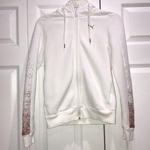 NWOT White PUMA zip up jacket with rose gold
